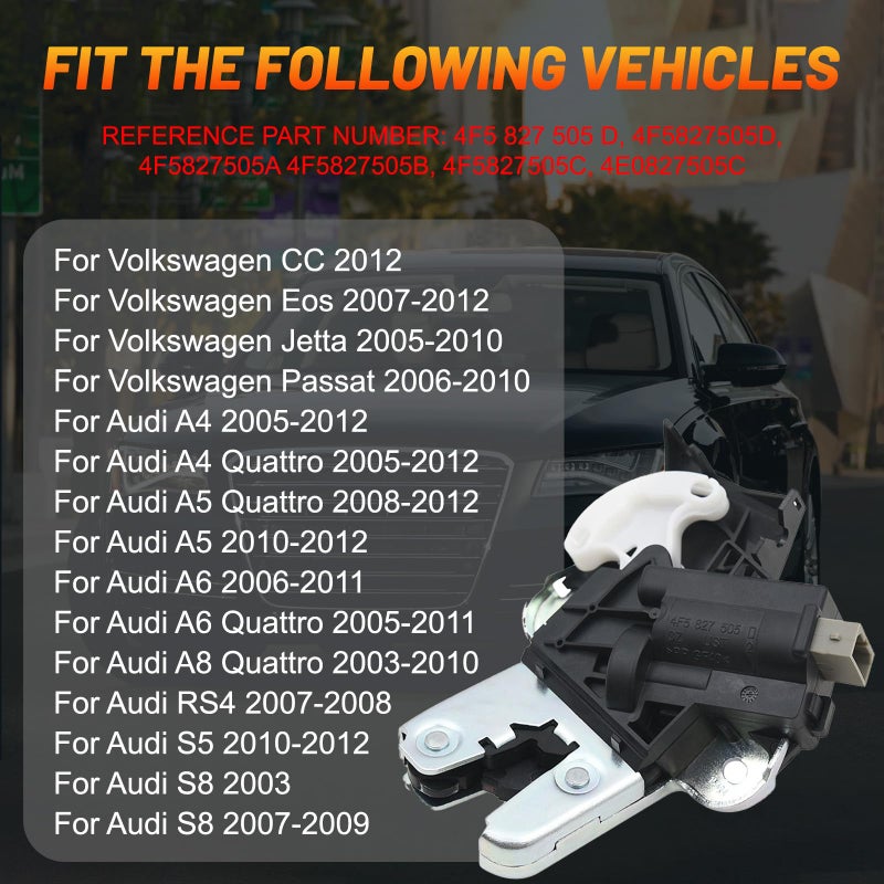 Geloo 4F5827505D 4F5 827 505 D Rear Trunk Lock Latch Actuator Replacement for VW Passat B7 EOS CC A6 C6 A4 A5 A8 Seat EXEO Jetta Boot Lid Trunk Latch 4F5827505 A B C - Image 2